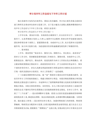 审计局半年工作总结与下半年工作计划 