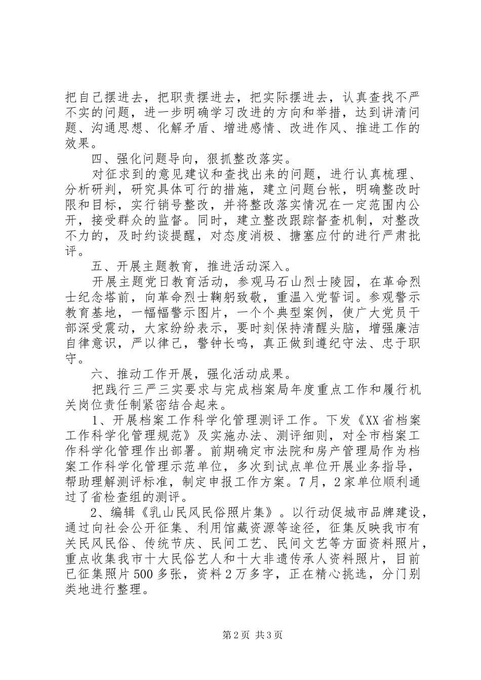 三严三实专题教育回头看情况自查报告_第2页