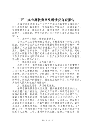 三严三实专题教育回头看情况自查报告