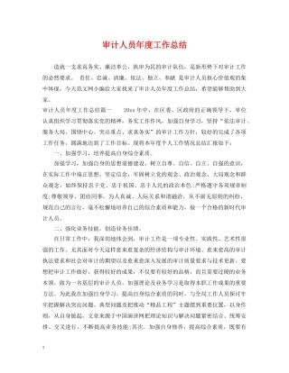 审计人员年度工作总结2 