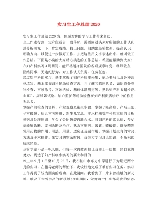 实习生工作总结2020 