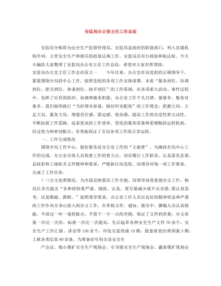 安监局办公室主任工作总结 