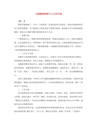 大班配班幼师个人工作计划 