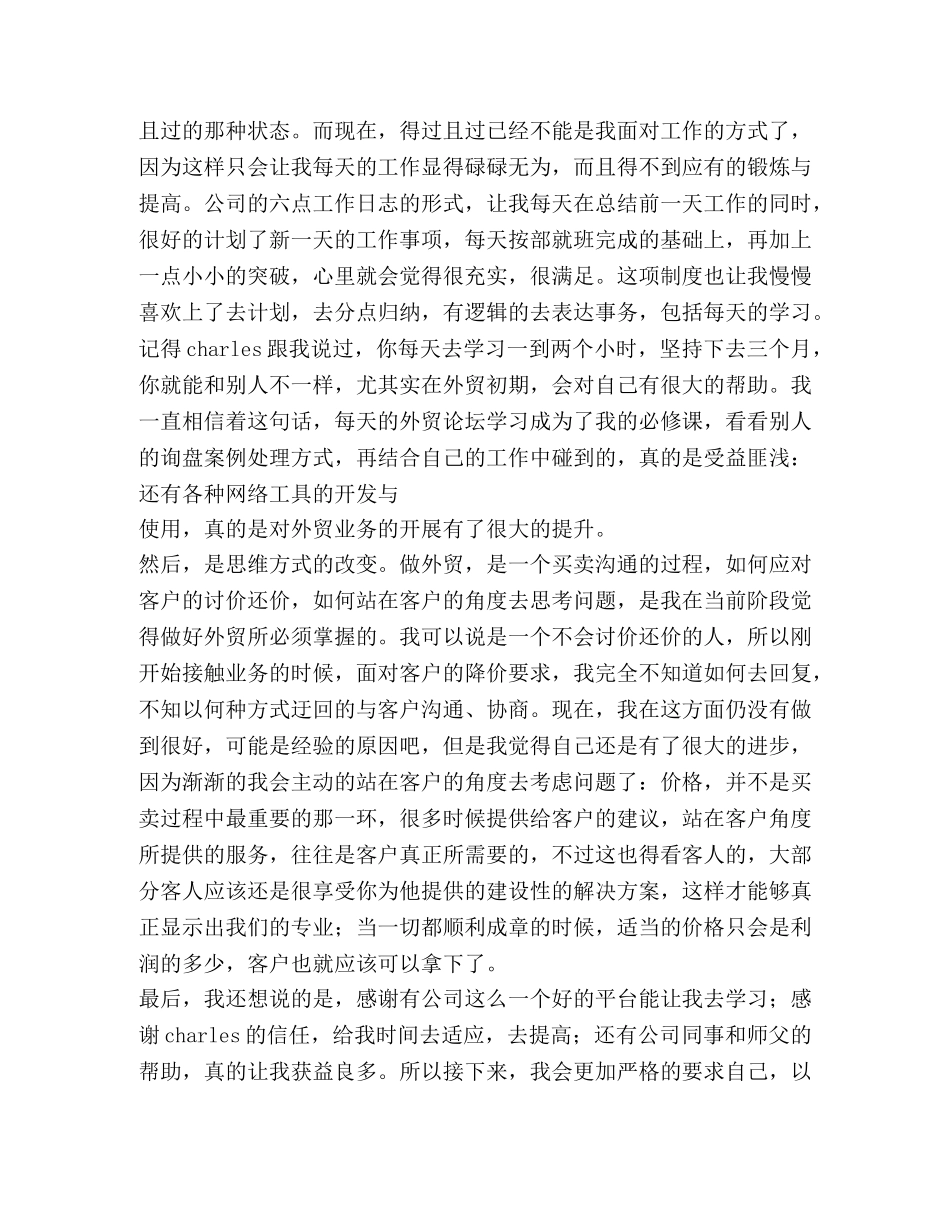 外贸试用期工作总结 _第2页