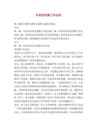 外贸试用期工作总结 