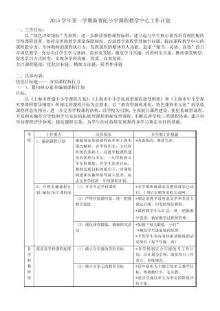 2015学年第一学期新普陀小学课程教学中心工作计划 