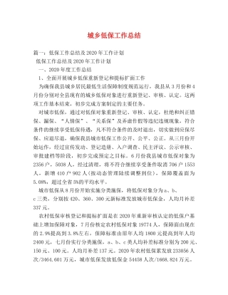 城乡低保工作总结 