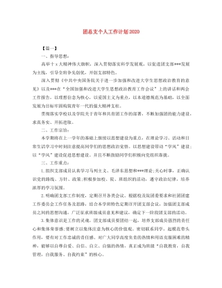 团总支个人工作计划2020 
