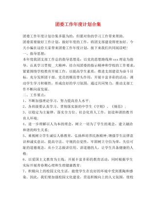 团委工作年度计划合集 