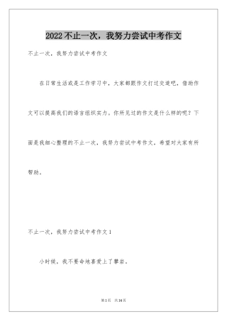 2024不止一次，我努力尝试中考作文