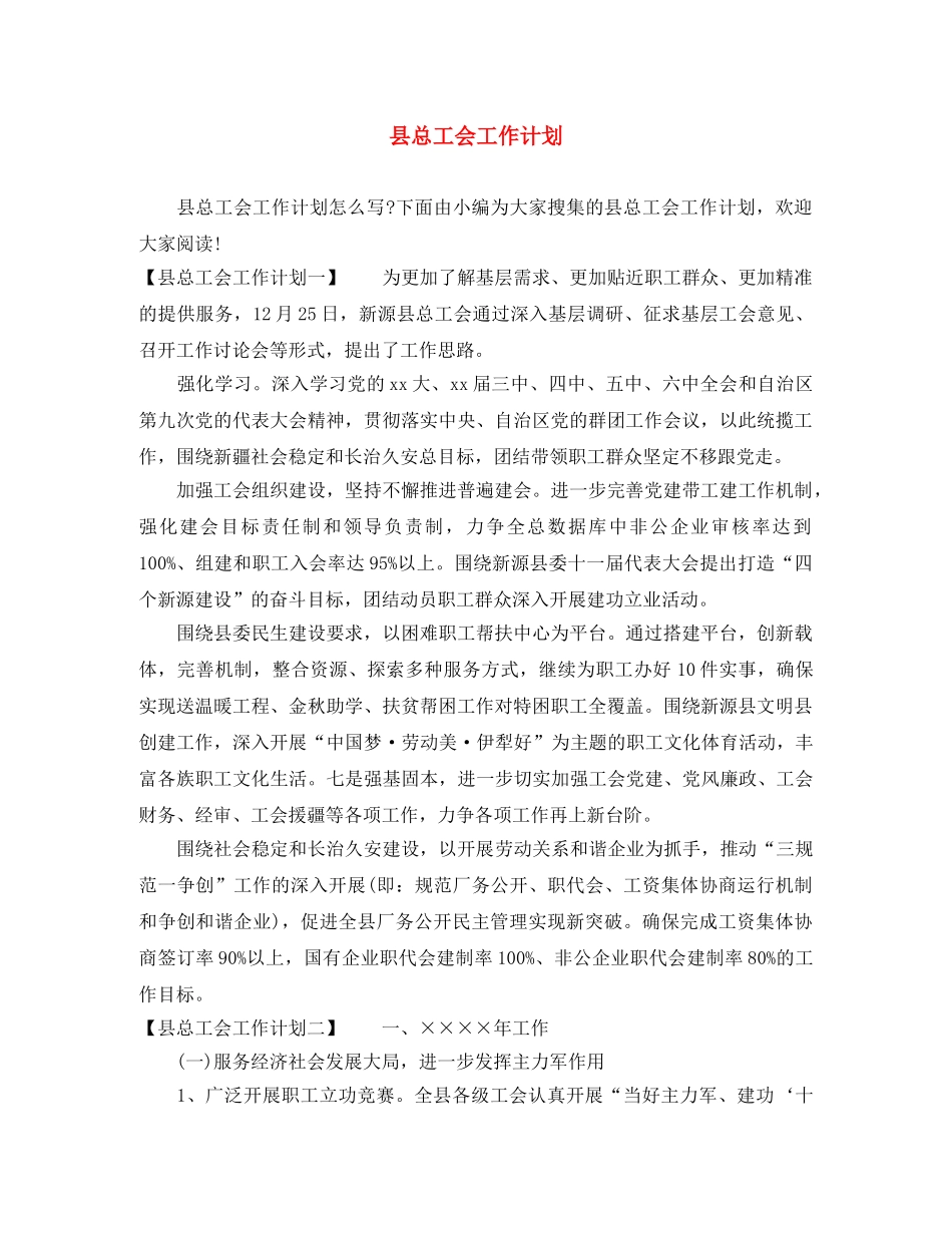 县总工会工作计划 _第1页