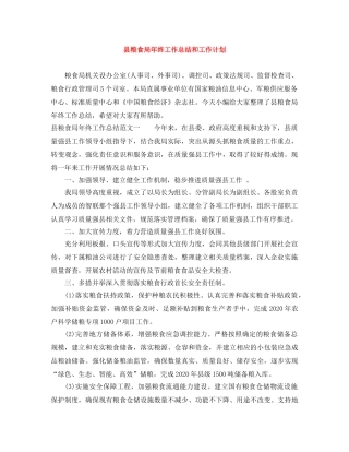 县粮食局年终工作总结和工作计划 
