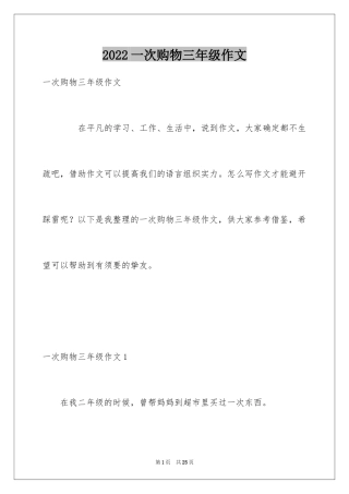 2024一次购物三年级作文