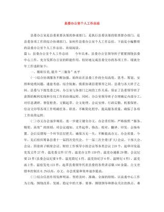 县委办公室个人工作总结 