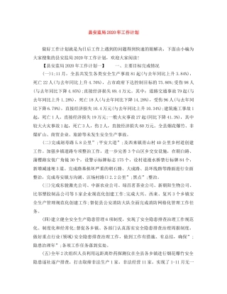 县安监局2020年工作计划 