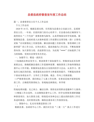 县委县政府督查室年度工作总结 
