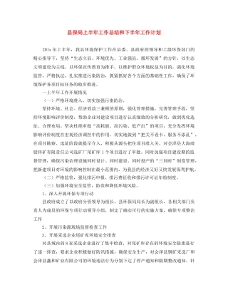 县保局上半年工作总结和下半年工作计划 