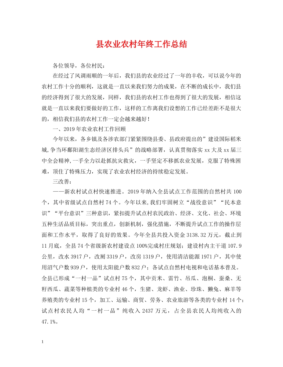 县农业农村年终工作总结 _第1页