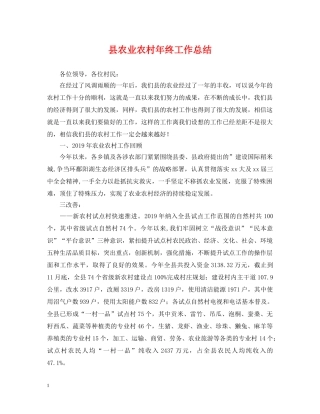 县农业农村年终工作总结 