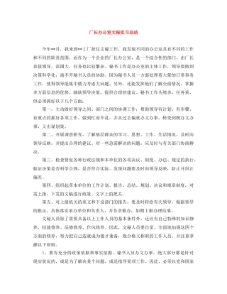 厂长办公室文秘实习总结 