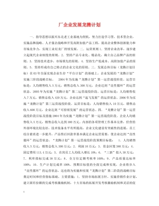 厂企业发展龙腾计划 