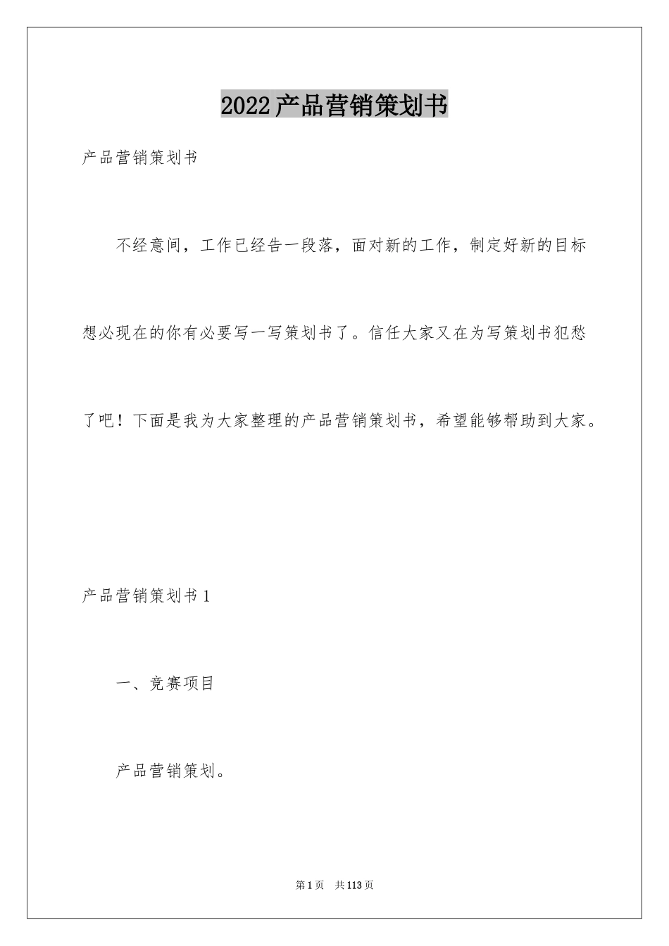 2024产品营销策划书_1_第1页