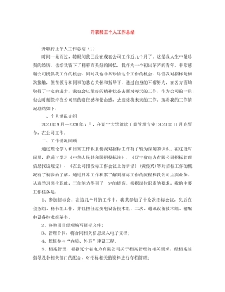 升职转正个人工作总结 