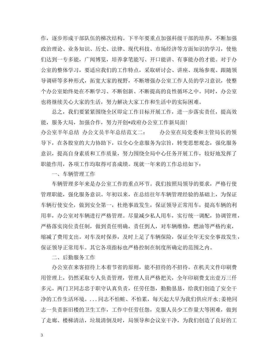 办公室文员的半年工作总结范文 _第3页