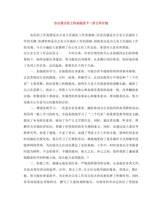 办公室主任工作总结及下一步工作计划 