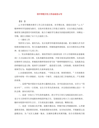 初校卫生工作总结怎么写 