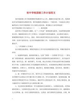 初校团委工作计划范文 