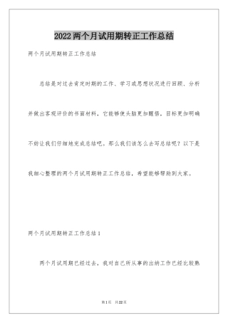 2024两个月试用期转正工作总结