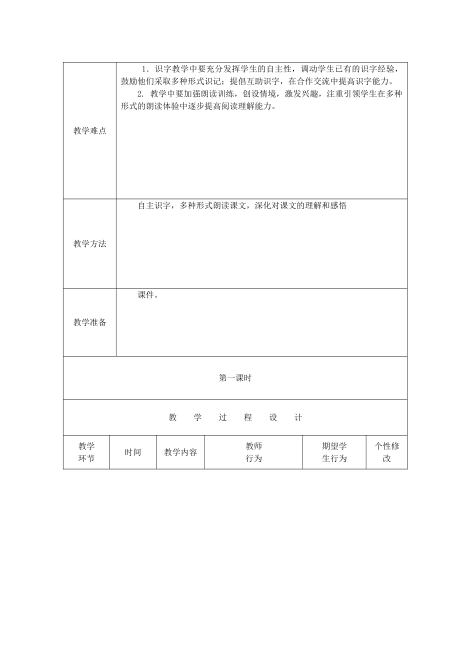 秋一年级语文上册《我和我的小伙伴》教案 冀教版-冀教版小学一年级上册语文教案_第2页
