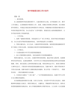 初中班级团支部工作计划书 