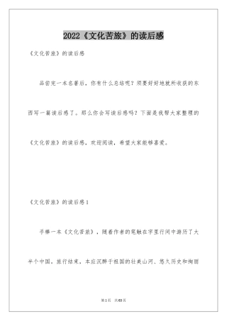 2024《文化苦旅》的读后感_1