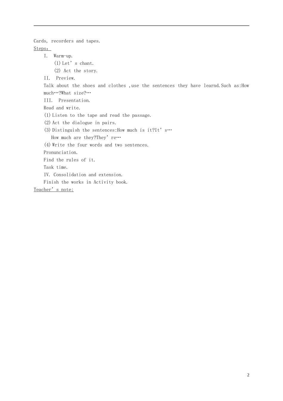 四年级英语下册 unit5 lesson5-6教案 人教pep_第2页