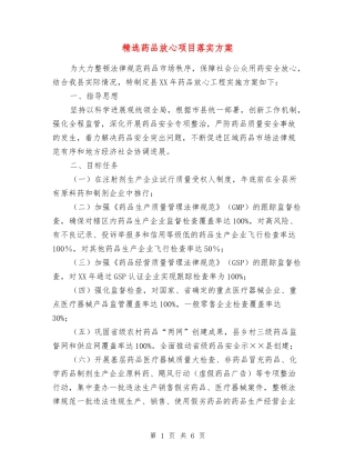 药品放心项目落实方案