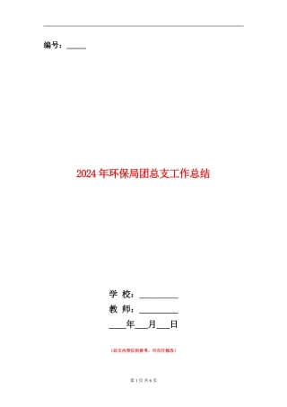 2024年环保局团总支工作总结