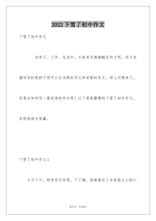 2024下雪了初中作文_1