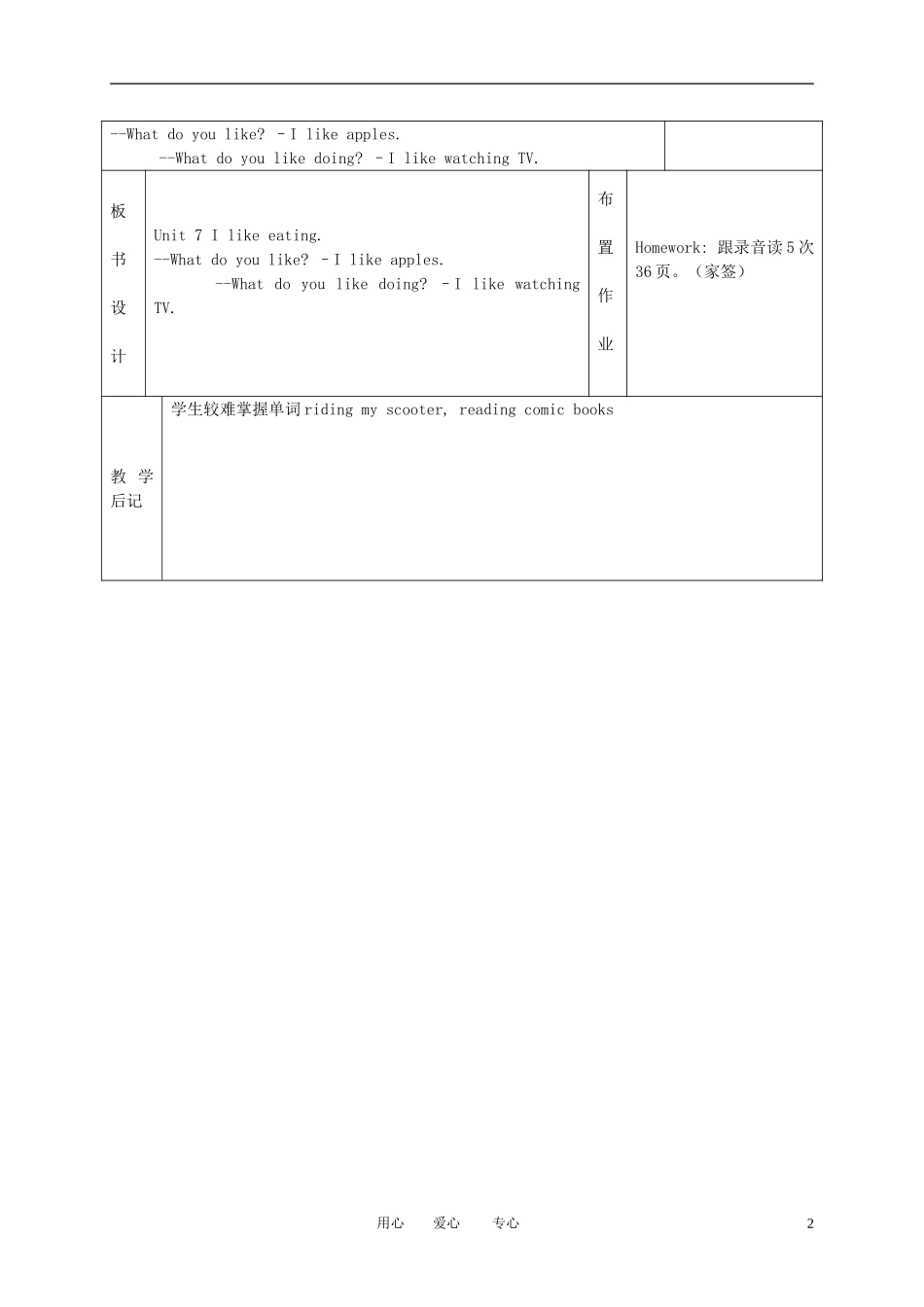 四年级英语下册 Unit 7(4)教案 广东版开心_第2页