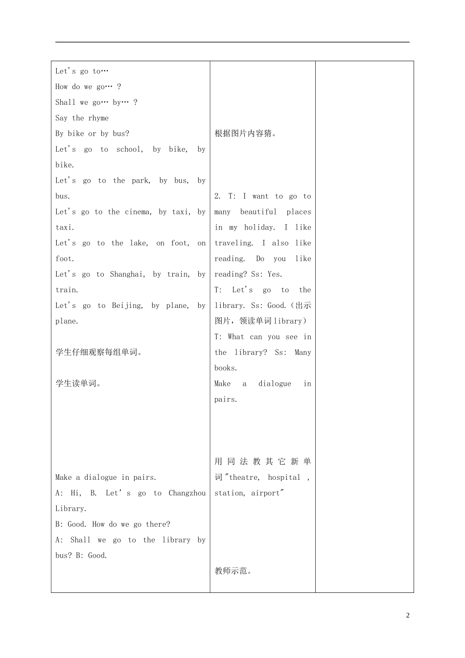 四年级英语下册 Unit 6(5)教案 苏教牛津版_第2页