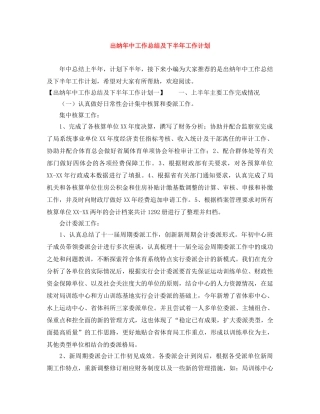 出纳年中工作总结及下半年工作计划 