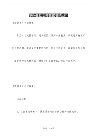2024《照镜子》小班教案