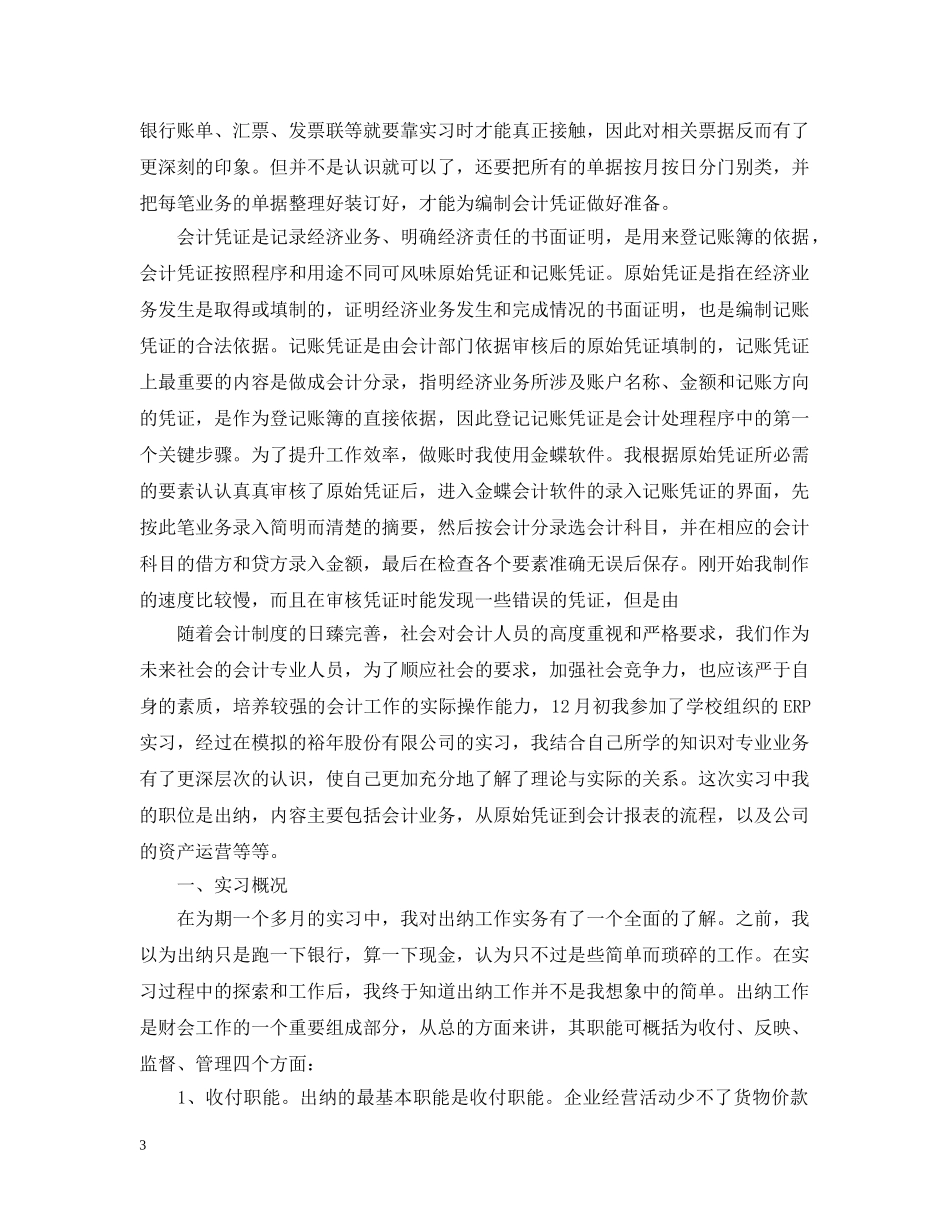 出纳实习总结3000字 _第3页