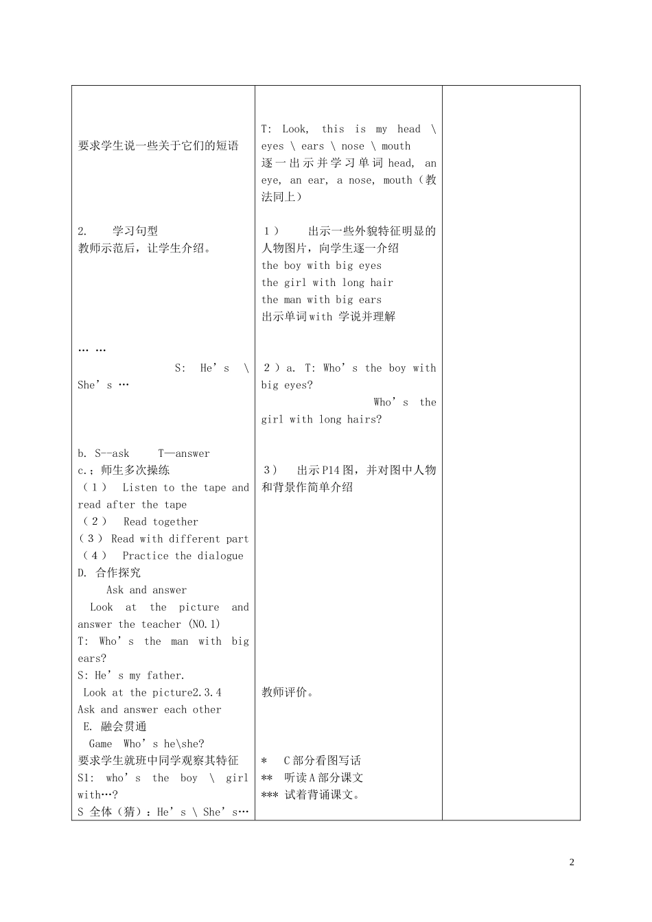 四年级英语下册 Unit 2(10)教案 苏教牛津版_第2页