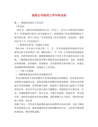 保险公司组训工作年终总结 