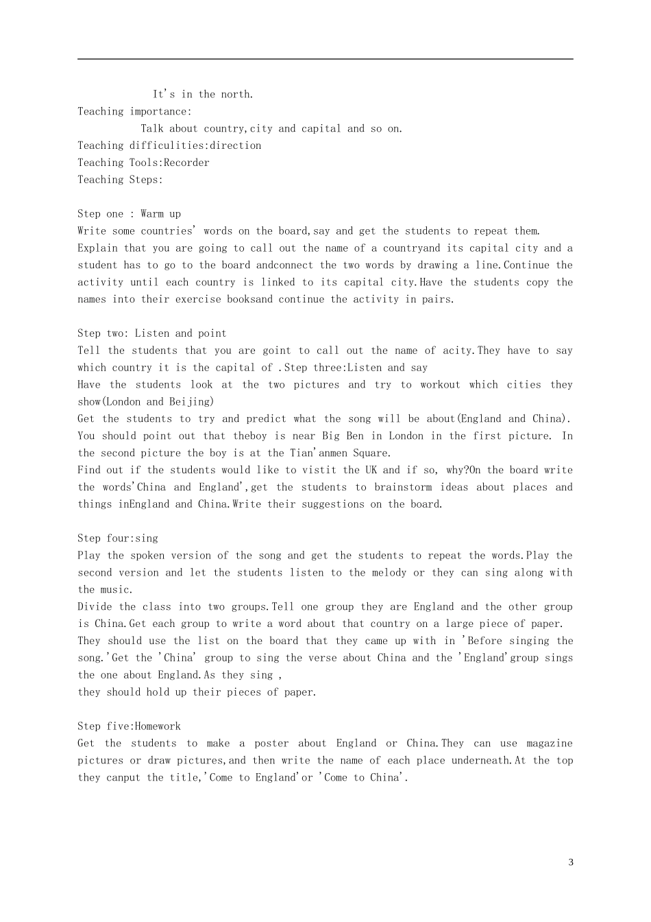 四年级英语下册 Module7教案 外研版_第3页