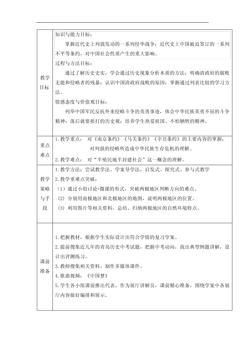 初中历史_专题复习 近代中国的侵略与反抗(一)教学设计学情分析教材分_第2页