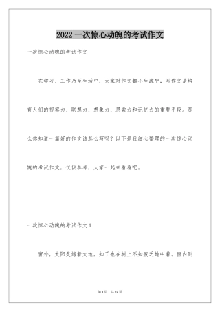 2024一次惊心动魄的考试作文