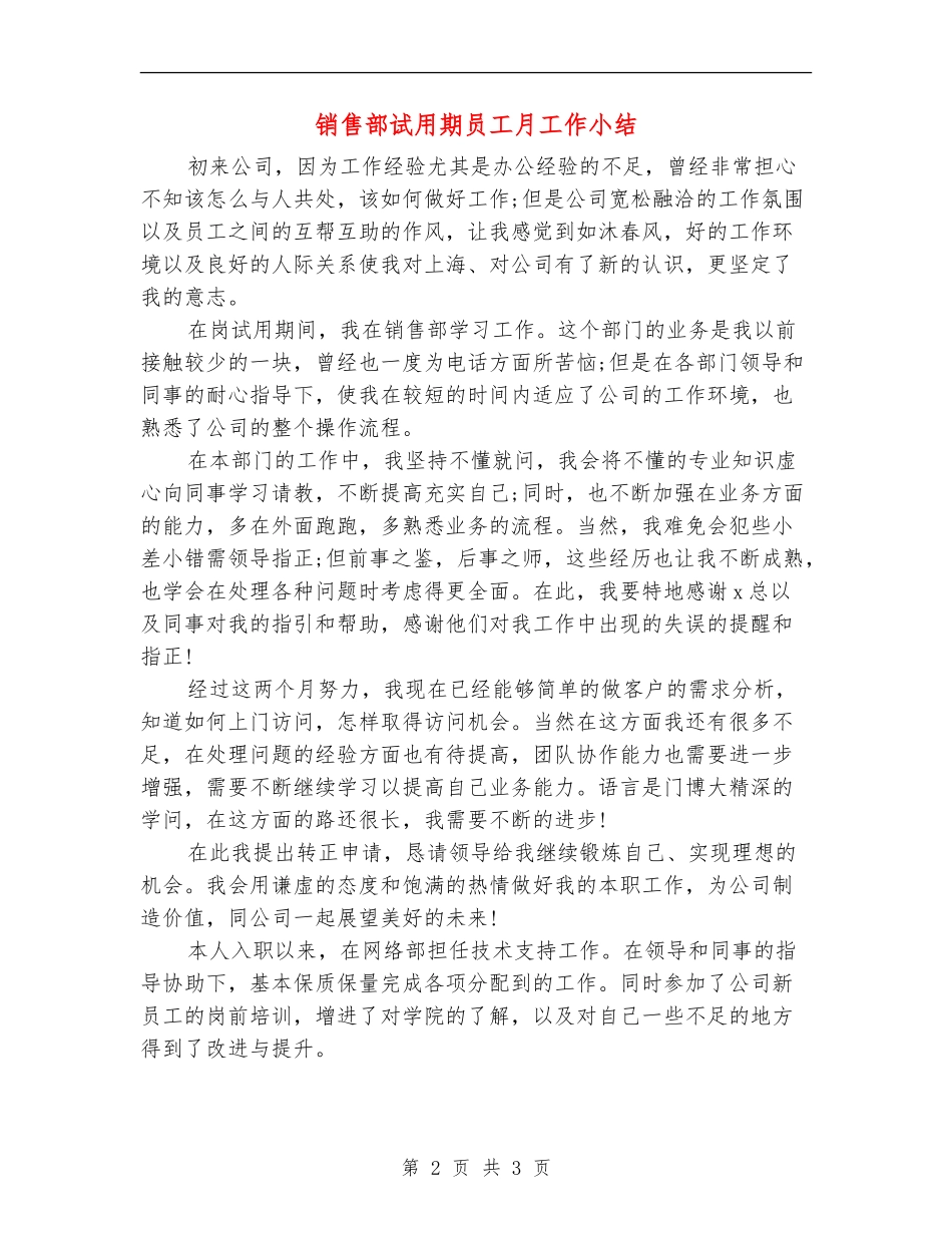 销售部试用期员工月工作小结_第2页